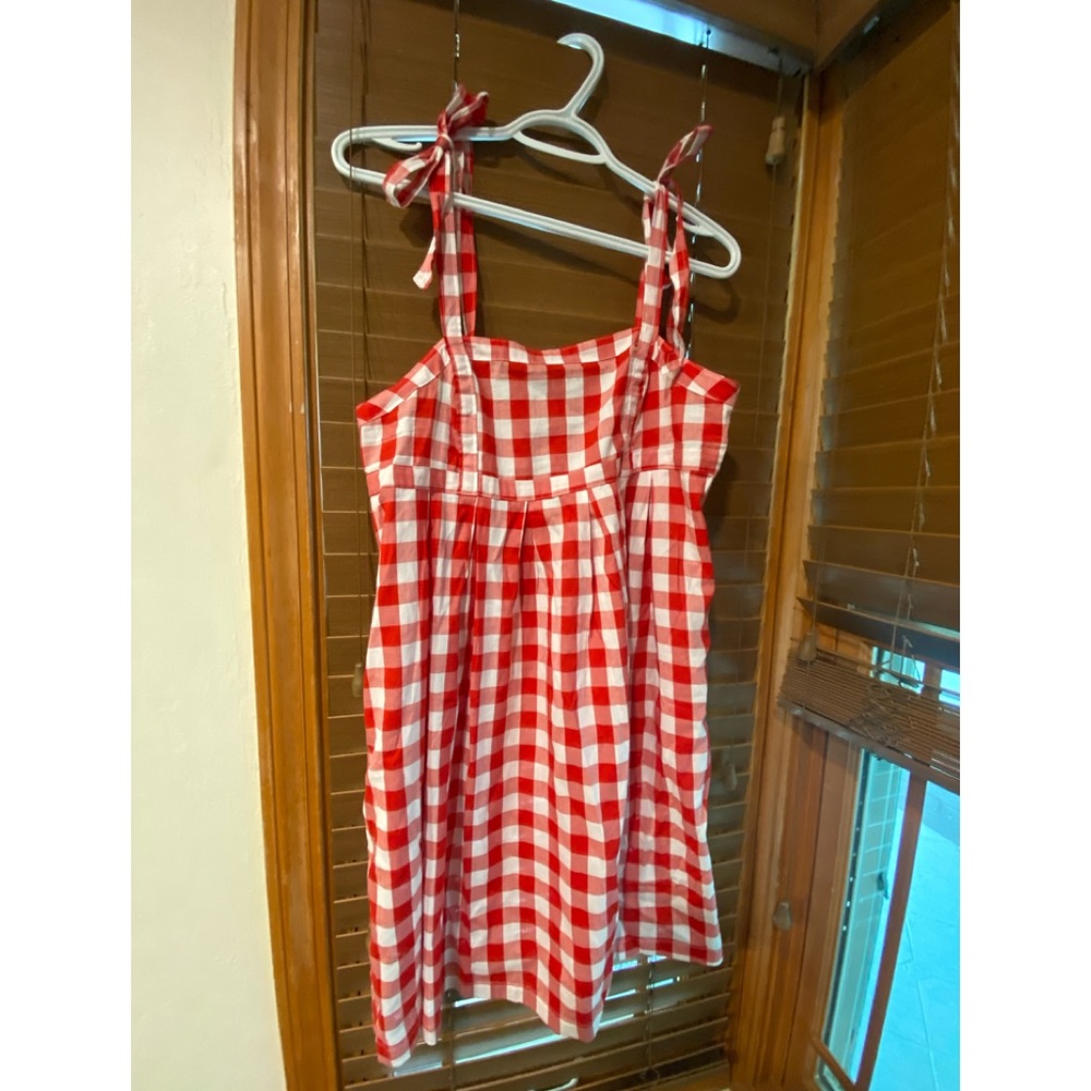 Tie-Shoulder Gingham Mini Babydoll Swing Dress for Women